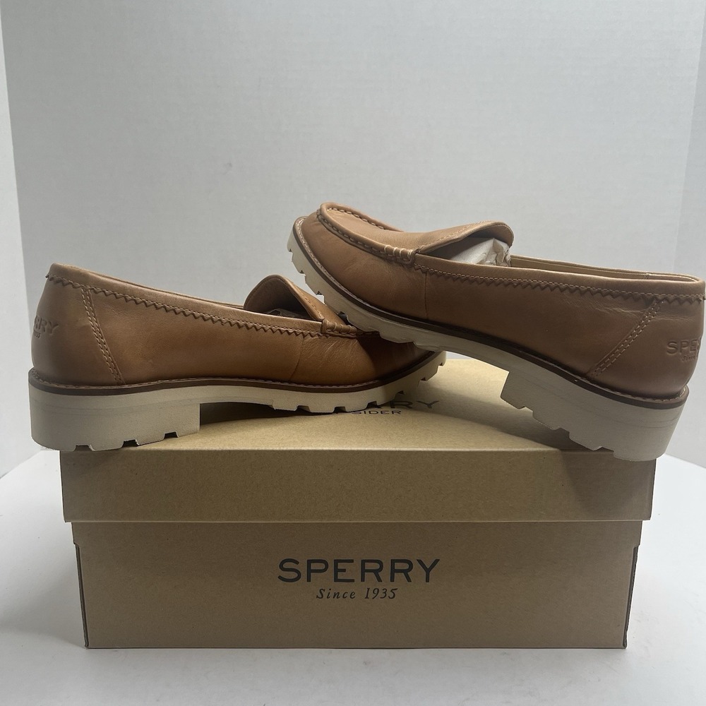 Sperry Top-Sider A/O Lug Loafer Women’s 9 M Tan Leather Platform Shoes NIB